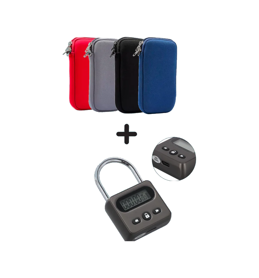 Metal tidsindstillet hængelås + Smartphone sleeve